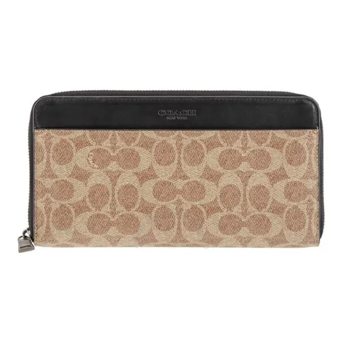 COACH Монограмма Холст и Кожа Клатч Кошелек Мужской Коричневый