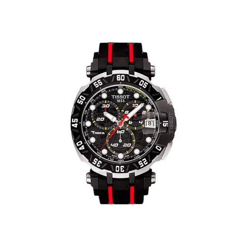 TISSOT Race Collection Кварцевый механизм Мужские часы Часы 45 мм Черный циферблат Корпус из нержавеющей стали Резиновый ремешок