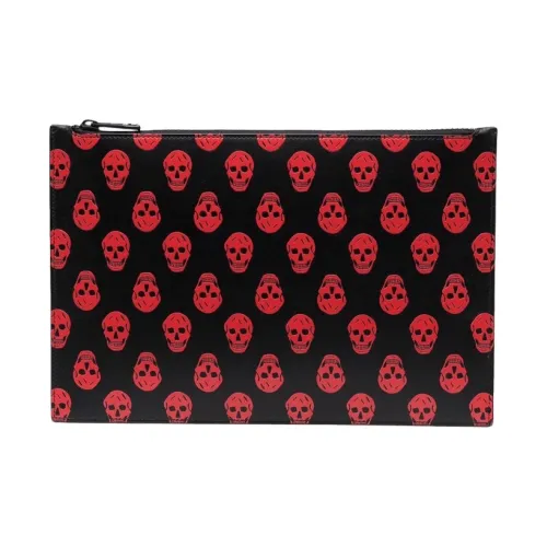 Alexander McQueen Кожаный клатч мужской черный красный