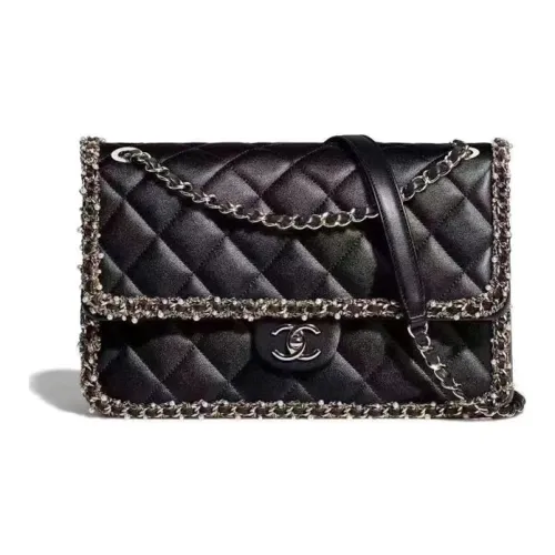 CHANEL Сумка через плечо с цепью из коровьей кожи большая женская черная