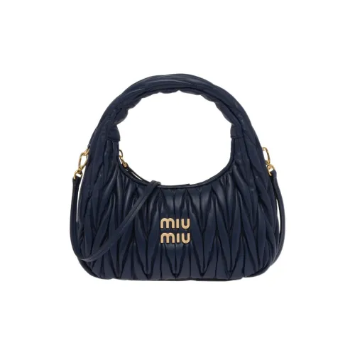 MIU MIU Wander Series Мягкая сумка-хобо из овечьей кожи сумка через плечо женская морской синий