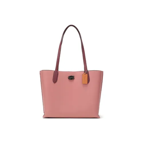 COACH Willow Кожа Тоут Сумка Сумка для покупок Сумка Сумка через плечо Женская Винтаж Розовая