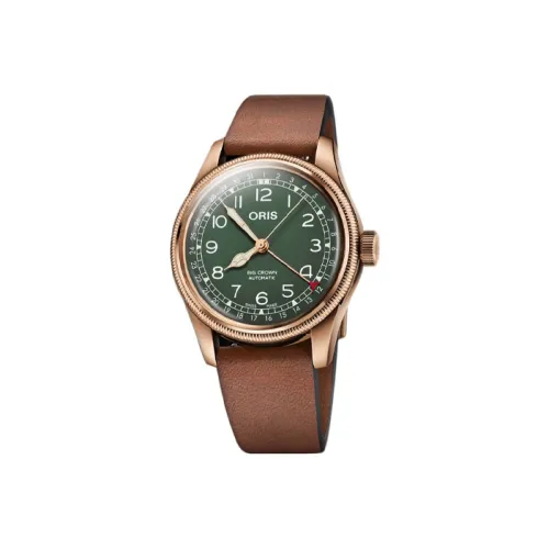 Oris Aviation Collection Автоматический Механический Механизм Унисекс Часы Зеленый Циферблат Натуральная Кожа Ремешок