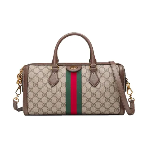 GUCCI Ophidia Холст и Кожа Сумка через плечо Сумка среднего размера Женская Цвет Эбеновое дерево Коричневый