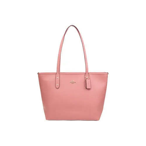 COACH City Zip Tote кожаная сумка-тоут сумка для покупок сумка через плечо женская цвет вишневый цветок розовый