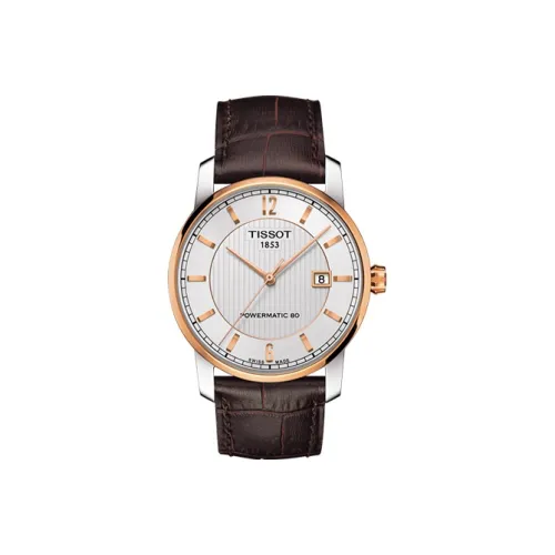 TISSOT Ti Автоматический Механический Часы Мужские 40 мм Белый Циферблат Титан Корпус Часы Кожаный Ремешок