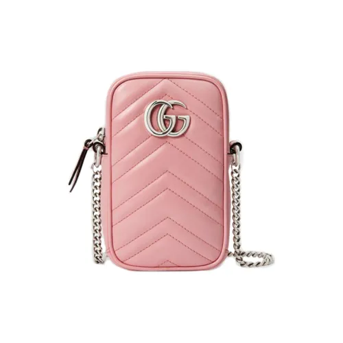 GUCCI Marmont Quilted Кожа Чехол для телефона Сумка с цепочкой Сумка через плечо Сумка на плечо Женская Розовый Candy Color Единорог