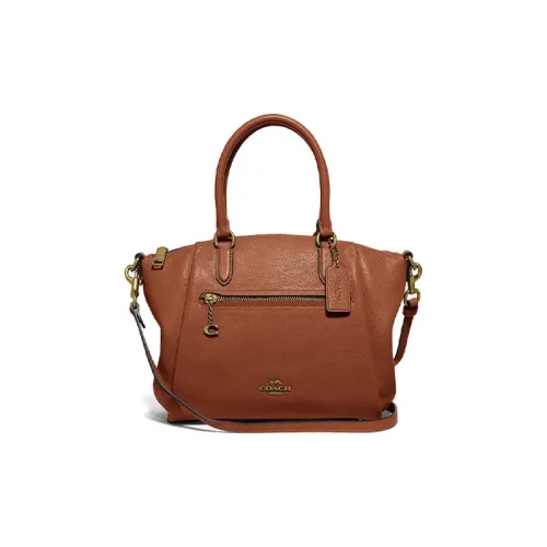 COACH Elise Корова Кожа Пельменная Сумка Ручная Сумка Сумка через плечо Женская Седло Коричневый