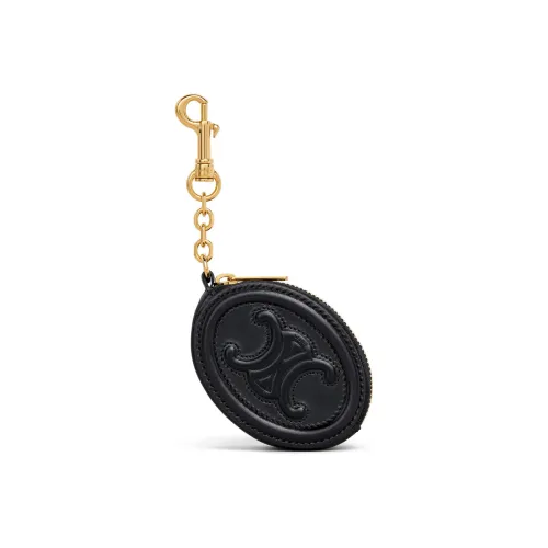 CELINE Triomphe Гладкая коровья кожа Кошелек для монет Женские Черный