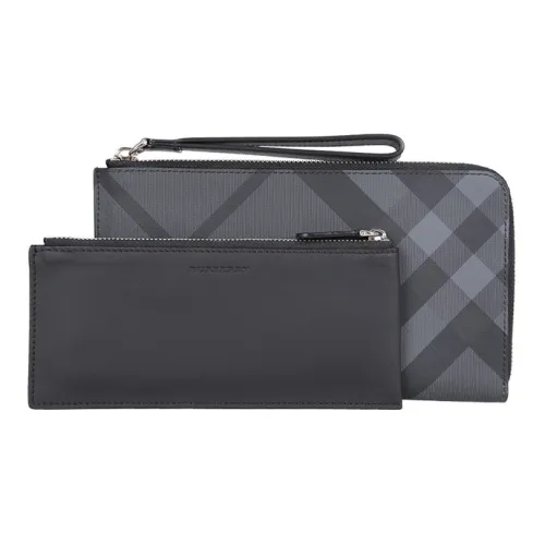 Burberry PVC Комбо Сумка Клатч Держатель для Карт Кошелек Мужской Черный Серый