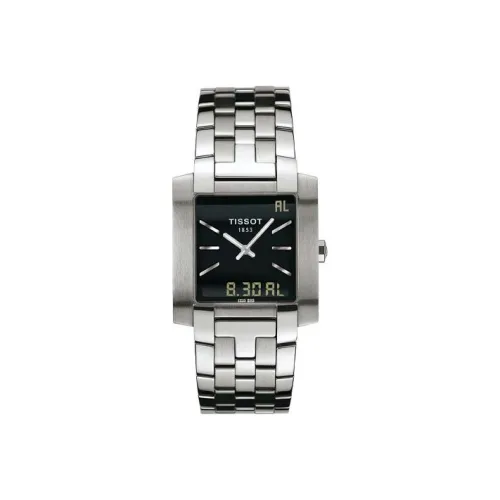 Tissot Quartz Механизм Мужские часы Часы 29*30,9 мм Черный циферблат Корпус из нержавеющей стали Ремешок из нержавеющей стали