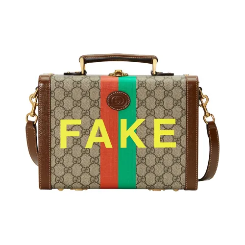 GUCCI Canvas с кожаными вставками косметичка портативная сумка через плечо унисекс коричневый