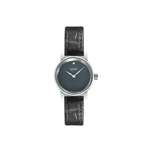 RADO Crystal Sparkle Collection Кварцевый механизм Женские часы 21 мм Синий циферблат Корпус из нержавеющей стали Кожаный ремешок