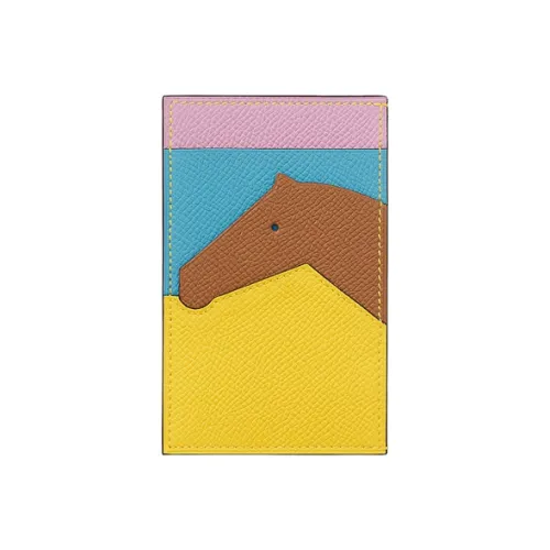 HERMES Les Petits Chevau Epsom Телячья кожа Держатель для карт Женские Неаполитанский желтый Золотой NORTH Синий Маргофиан Фиолетовый