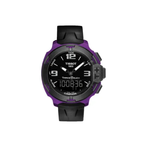 TISSOT Quartz Механизм Мужские часы Циферблат 42,15 мм Черный Силиконовый ремешок