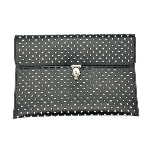 Alexander McQueen Кожаный клатч унисекс черного цвета