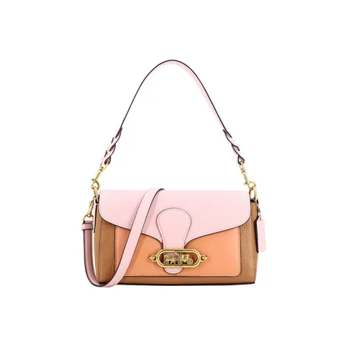 COACH Нефритовая кожа сумка через плечо женская кофейная и вишневый цветок розовый