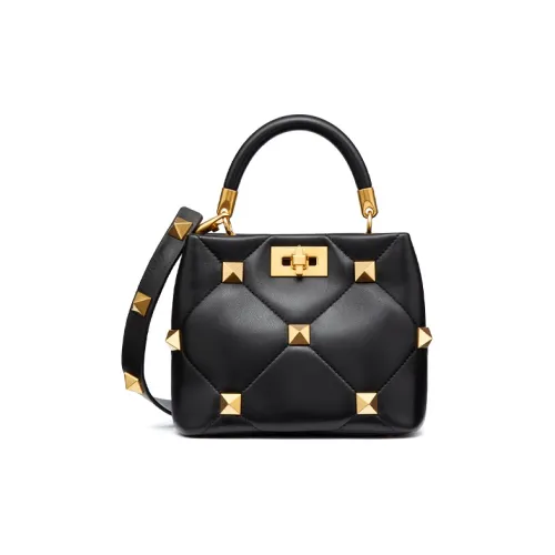 Valentino Roman Stud Nappa Shearling Сумка через плечо Сумка маленькая Женская Черная