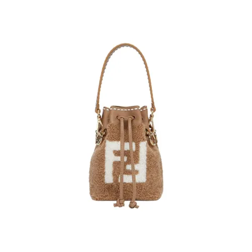 FENDI Mon Tresor Sheepskin Bucket Bag Crossbody Bag Mini Shoulder Bag Women's Brown