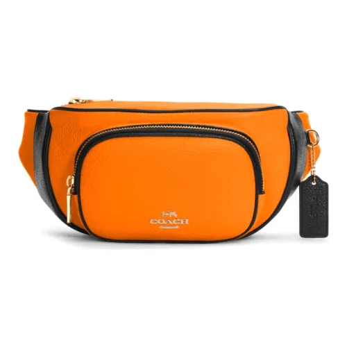 COACH Court Pebble Кожа Бананка Унисекс Неоново-оранжевый