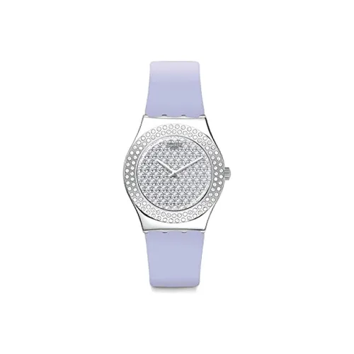 SWATCH Medium Collection Кварцевый механизм Женские часы 33 мм Серебристый циферблат Корпус из нержавеющей стали Силиконовый ремешок