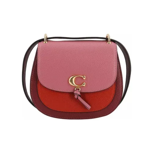 COACH Remi Кожа Седло Сумка Сумка через плечо Сумка для ношения на плече Женская Красный Вишневый цветок Розовый Градиент