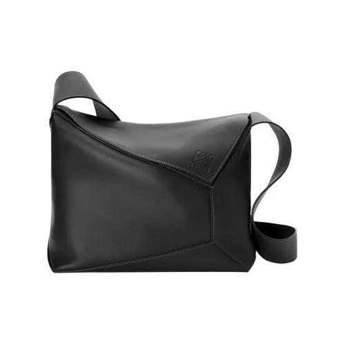 LOEWE Пазл Гладкий Телячья кожа Сумка-хобо Сумка через плечо Сумка-слинг Мужская Черная