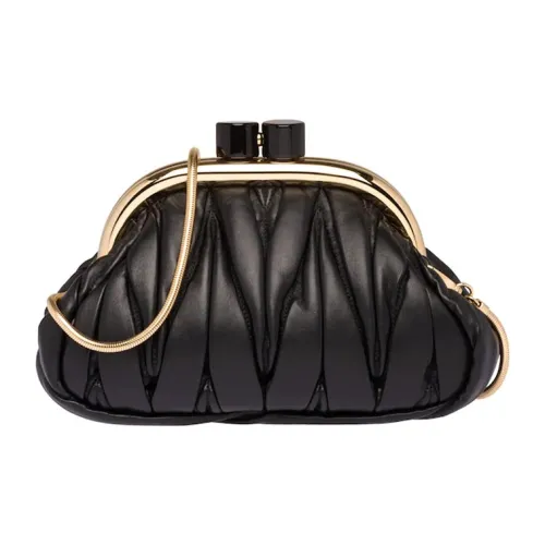 MIU MIU Soft Sheep Leather Handbag Shoulder Bag Women's Black