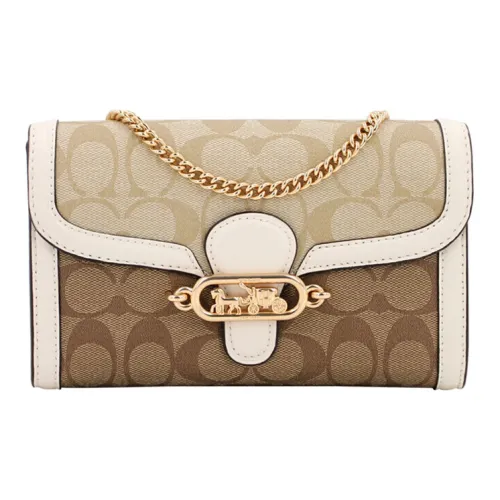 COACH Нефритовая кожа и холст клатч сумка через плечо маленькая женская бежевый многоцветный