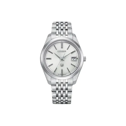 CITIZEN Солнечный Кварцевый Механизм Титан Ремешок Часы 40 мм Мужские Часы Белый Циферблат AQ4100 57A