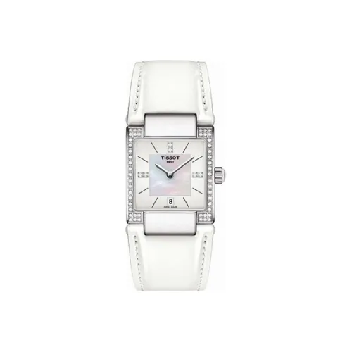 TISSOT T LADY Series T02 Collection Кварцевый механизм Женские часы 31,6 мм Белый циферблат Корпус из нержавеющей стали Кожаный ремешок