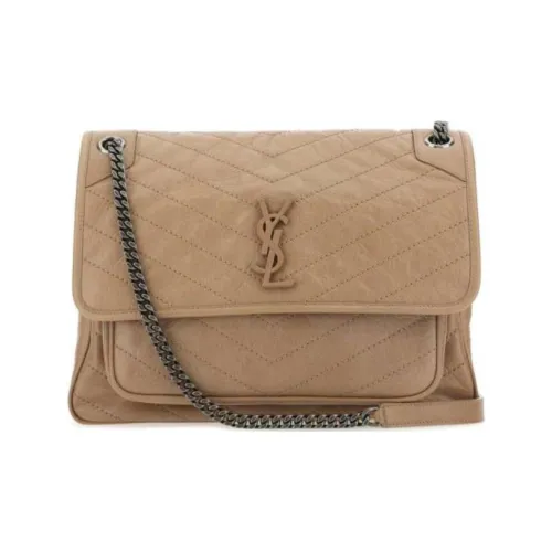 SAINT LAURENT Niki Кожаная Сумка через плечо Сумка на плечо Большая Женская Коричневая