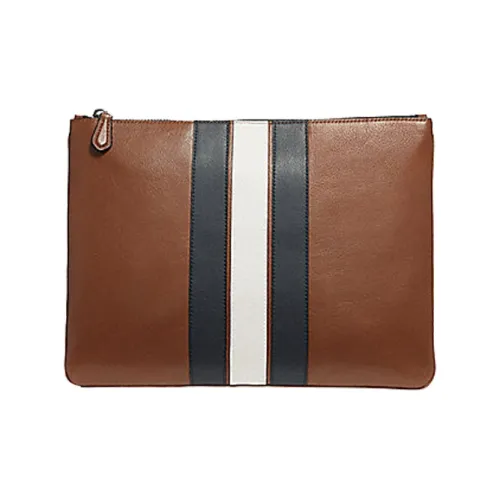 COACH Pouch Коровья кожа Клатч Большой Мужской Коричневый