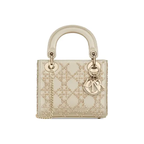 DIOR Lady Dior Коровья кожа Сумка Lady Dior Сумка Мини Женская Золотая