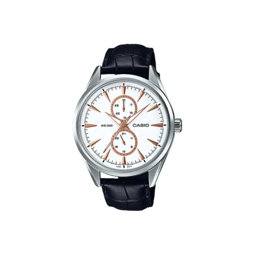 CASIO Standard Series Кварцевый механизм Естественная кожа Ремешок Часы Мужские Белый циферблат