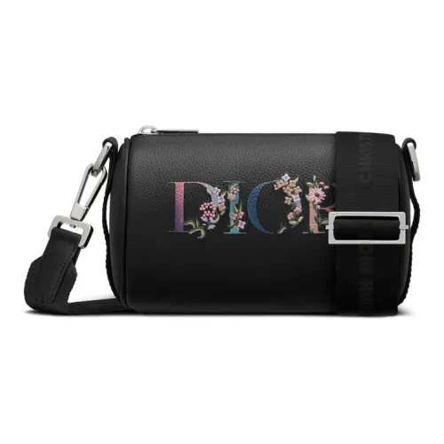 DIOR Рельеф Телячья Кожа Rolling Ведрообразная Сумка Сумка через плечо Мини Мужская Черная