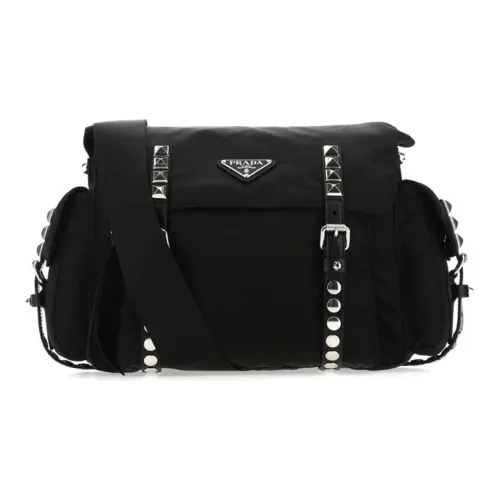 PRADA Нейлоновая сумка через плечо унисекс черного цвета