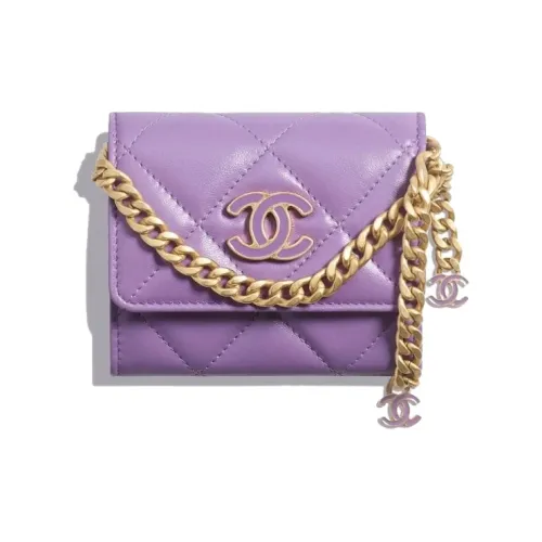 CHANEL Lambskin Crossbody Bag Clutch Women's Purple