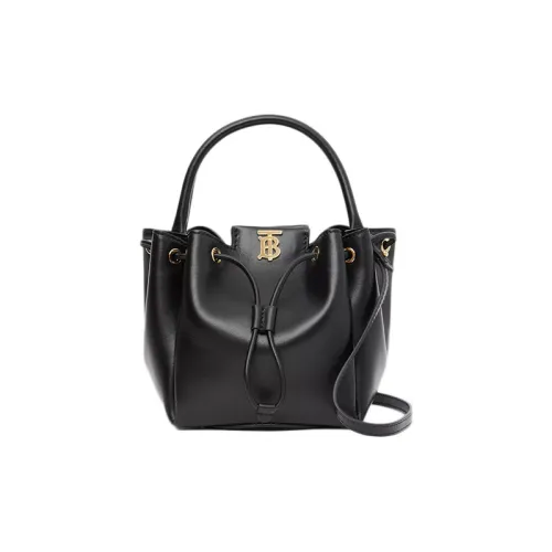 Burberry Кожа Ведрообразная Сумка Ручная Сумка Сумка через плечо Сумка на плечо Стандартная Женская Черная