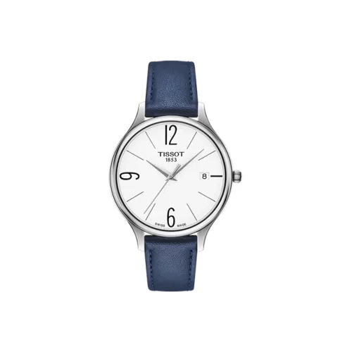 TISSOT Precise Time Series Кварцевый механизм Женские часы 38 мм Белый циферблат Корпус из нержавеющей стали Кожаный ремешок