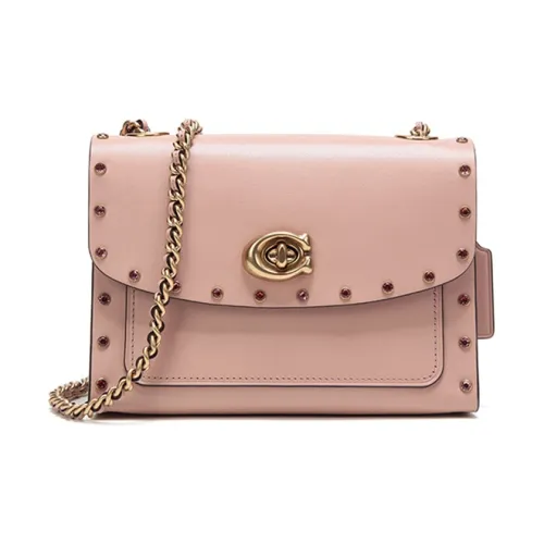 COACH Паркер Кожа Сумка с цепочкой Сумка через плечо Маленькая Женская Нюдово-розовая