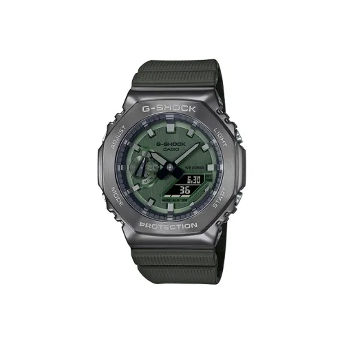 CASIO Full Metal Series Кварцевый механизм Смольный ремешок Часы Мужские Зеленый циферблат
