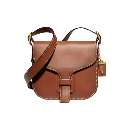 COACH Courier Кожа Сумка через плечо Средняя Женская Коричневая