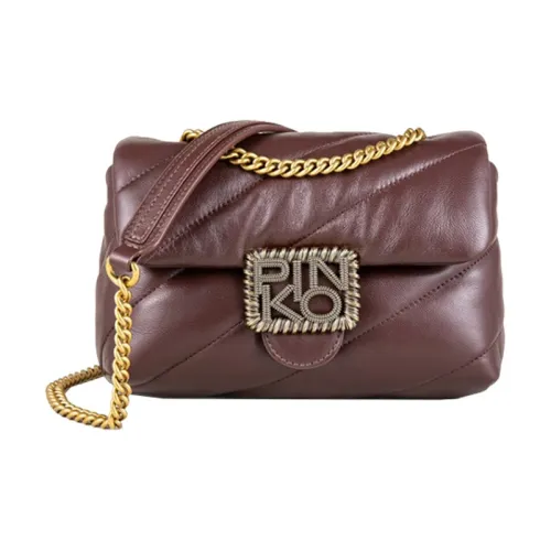 PINKO Puff Овчина Bird Сумка Swallow Сумка Сумка через плечо Мини Женские Коричневый