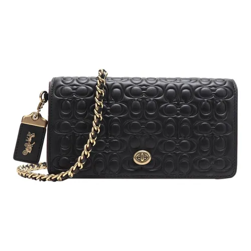 COACH Dinky Коровья кожа Сумка через плечо Маленькая Женская Черная