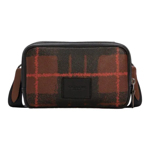 COACH Чехол для телефона из кожи маленький мужской черный красный