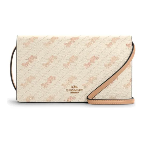 COACH Anna С принтом Холст с покрытием и гладкая кожа Маленькая квадратная сумка Сумка через плечо Маленькая Женская Экрю