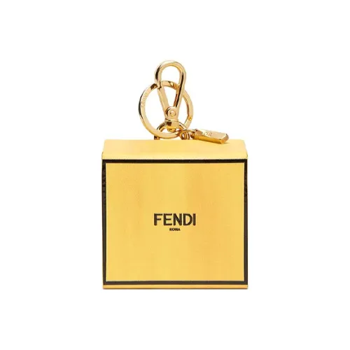 FENDI Телячья кожа Коробка Сумка Подвесная Сумка Key Pouch Унисекс Желтая Черная