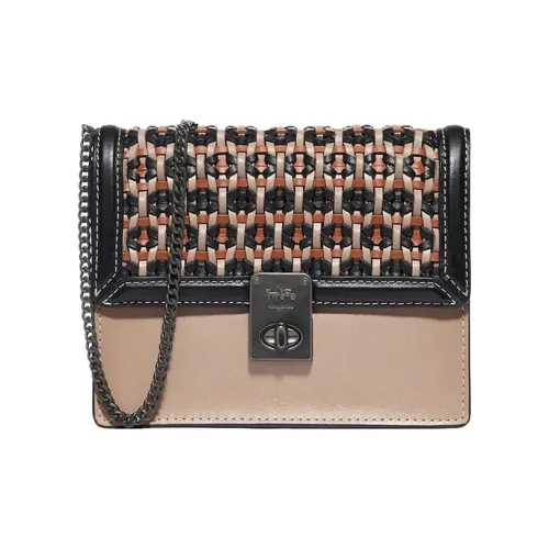 COACH Hutton Коровья кожа Маленькая квадратная сумка Сумка через плечо Мини Женская Коричневый