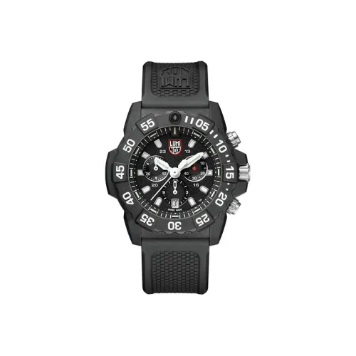 LUMINOX Кварцевый механизм Мужские часы Часы 45 мм Черный циферблат Углеродное волокно Чехол для часов Резиновый ремешок